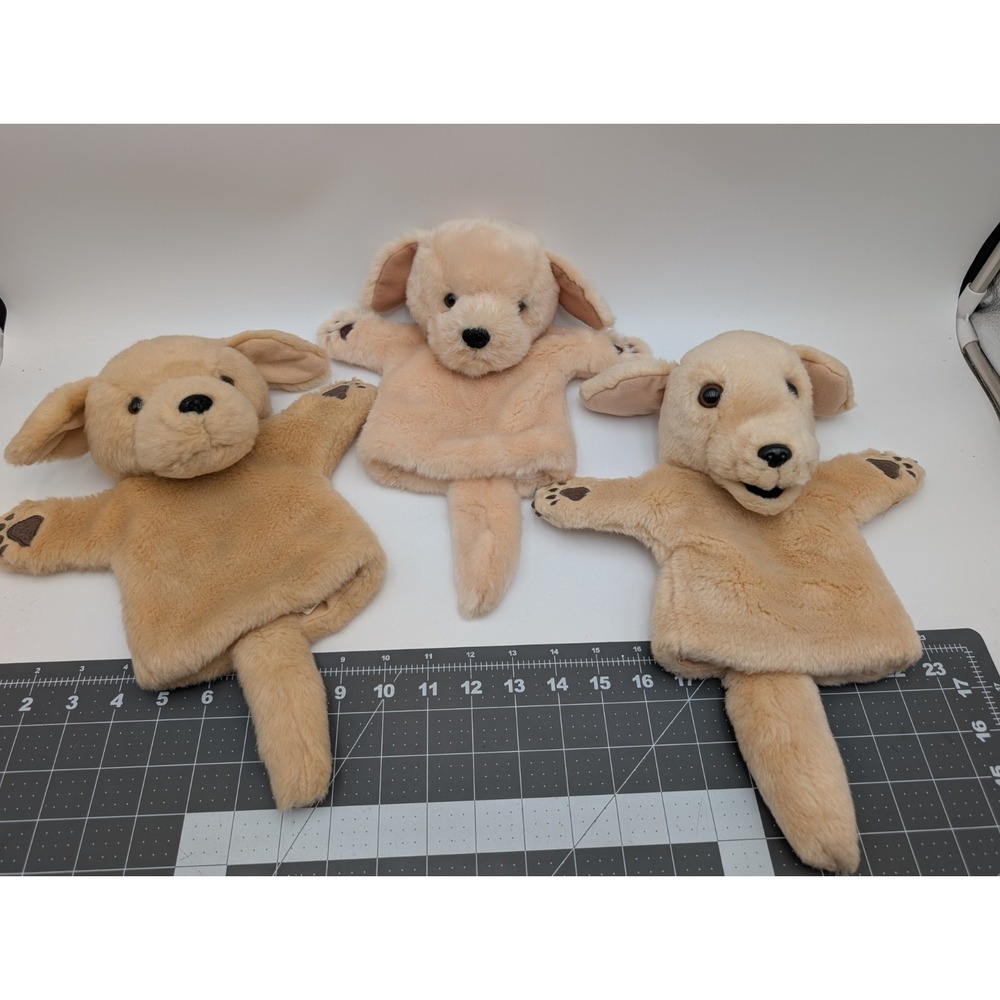 Puppet Co Brown Dog Puppy Labrador Plush 9 Inch Lot of 3 Stuffed Animal Toy